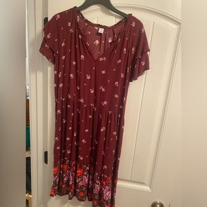 Maroon Old Navy Flower Dress LARGE